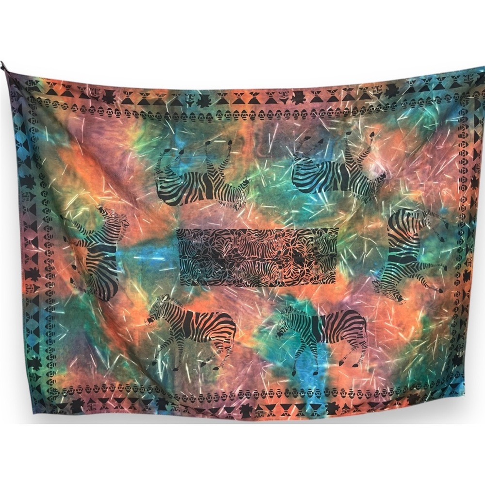 Handmade Tablecloth Africa Zebra Tablecloth‎ Dyed Rectangular 75" x 55" Colorful